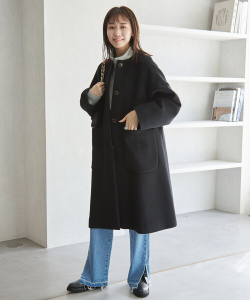 「SLOBE IENA」 ノーカラーコート 36 アイボリー レディース_画像5