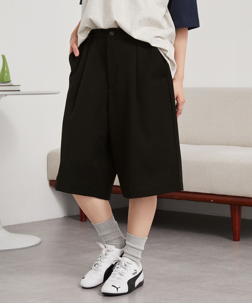 MONO-MART パンツ ワイドシルエットタックバミューダショーツ