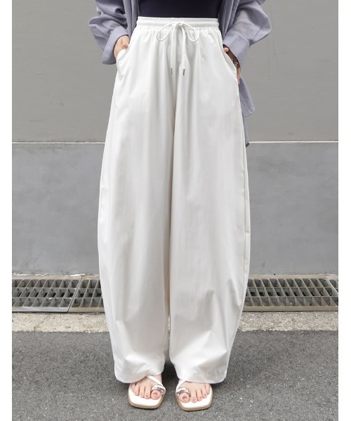 新品　mister it. ワイドパンツ ホワイト　フレアパンツ　リボン　日本製 Re:EDIT（リエディ） ワイドパンツ パンツ 「撥水加工」「低身長/高