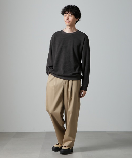 「NANO universe」 長袖Tシャツ L カーキ メンズ