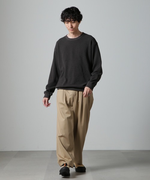 「NANO universe」 長袖Tシャツ L カーキ メンズ