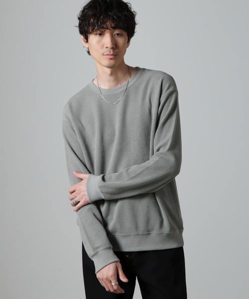「NANO universe」 長袖Tシャツ L カーキ メンズ