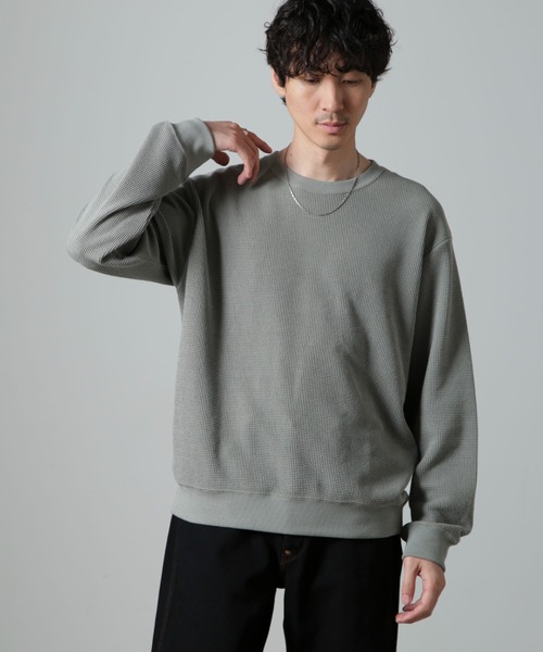 「NANO universe」 長袖Tシャツ L カーキ メンズ
