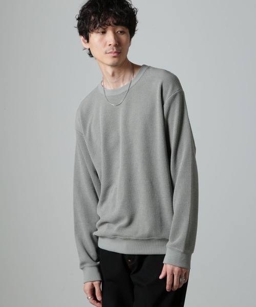 「NANO universe」 長袖Tシャツ L カーキ メンズ