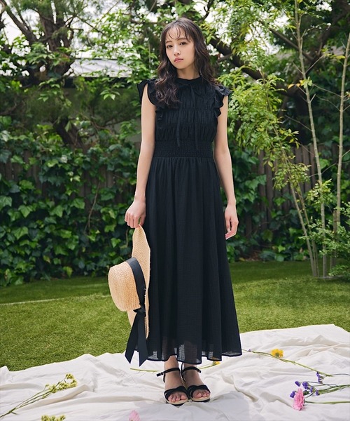 26ss/未使用/sosotto/チェックシャーリング6分袖ワンピース SWINGLE（スウィングル） ワンピース 「6/6(FRI)10:00予約開始