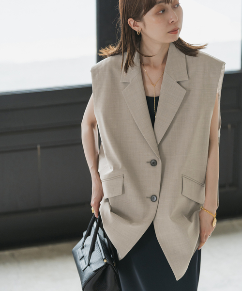 NOBLE ベスト ジレ コクーンシルエットオーバージレ レディース