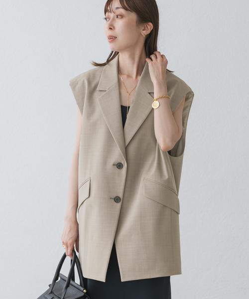 NOBLE ベスト ジレ コクーンシルエットオーバージレ レディース