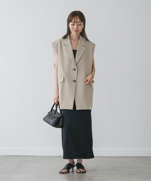 NOBLE ベスト ジレ コクーンシルエットオーバージレ レディース