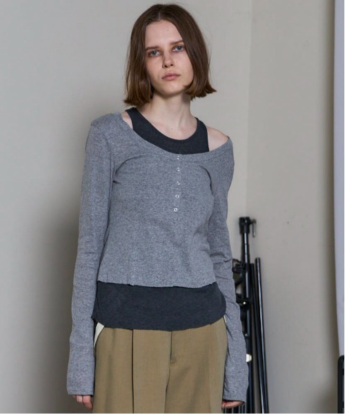 MAISON SPECIAL（メゾンスペシャル） tシャツ Layered Henley Neck