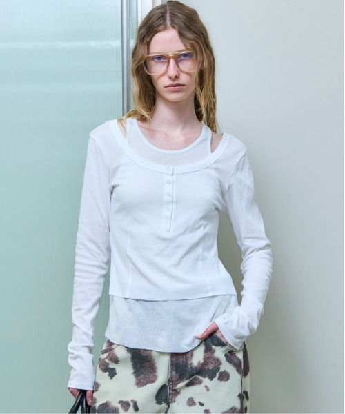 MAISON SPECIALレイヤード ヘンリーネックトップ FREE MAISON SPECIAL（メゾンスペシャル） tシャツ Layered Henley Neck