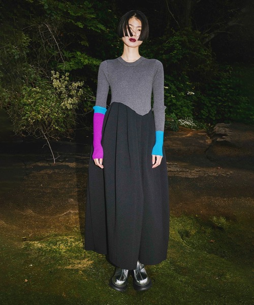 OMMO ワンピース TUCK FLARE KNIT OP : ZOZOTOWN Yahoo!店
