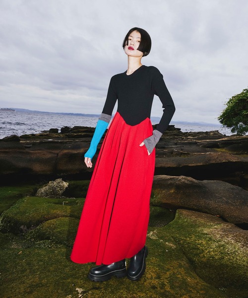OMMO ワンピース TUCK FLARE KNIT OP : ZOZOTOWN Yahoo!店