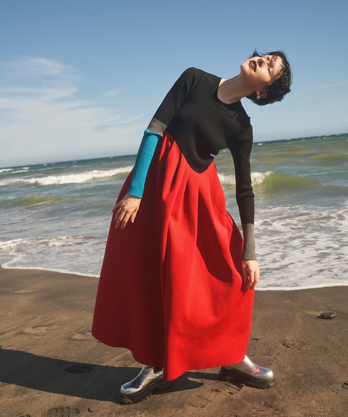 OMMO キルティングタックワンピース OMMO ワンピース TUCK FLARE KNIT OP : ZOZOTOWN Yahoo!店