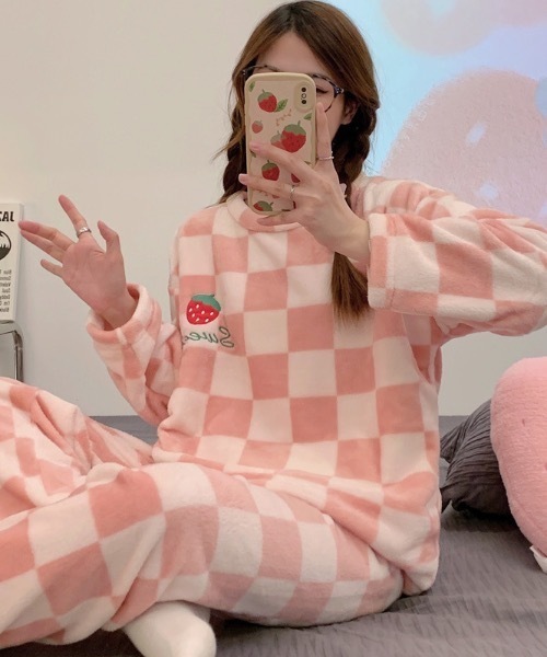 ご購入者様決定 ルームウェア パジャマ フリース ピンク ハート柄 ピンク系 キティちゃん フリース パジャマ レディース かわいい 甘い