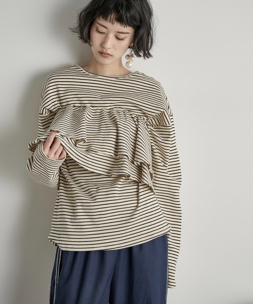 THE Yon tシャツ フリルビスチェセットリブロンT レディース