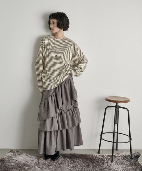 THE Yon tシャツ フリルビスチェセットリブロンT レディース