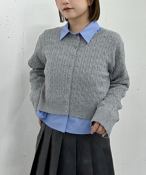 希少✨フォクシー ケーブルニットアンサンブル 40 ウール ニットジャケット archives（アルシーヴ） アンサンブル ケーブルニットCD×シャツ