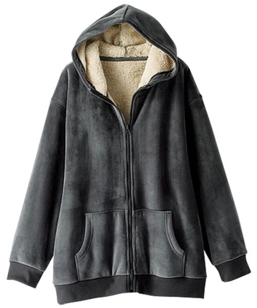 BELLUNA PLUS（ベルーナプラス） パーカー リッチベロア素材裏ボア