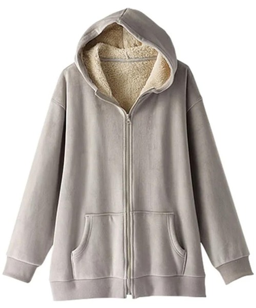 BELLUNA PLUS（ベルーナプラス） パーカー リッチベロア素材裏ボア