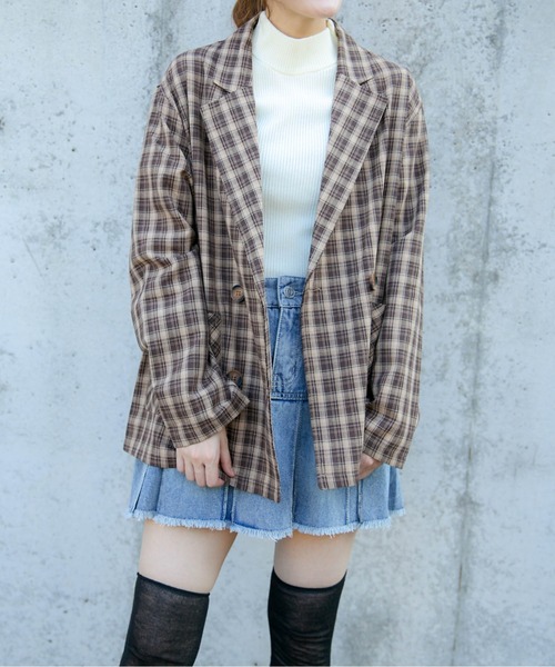 ジャケット テーラードジャケット 「チェック柄×ダブルテーラー