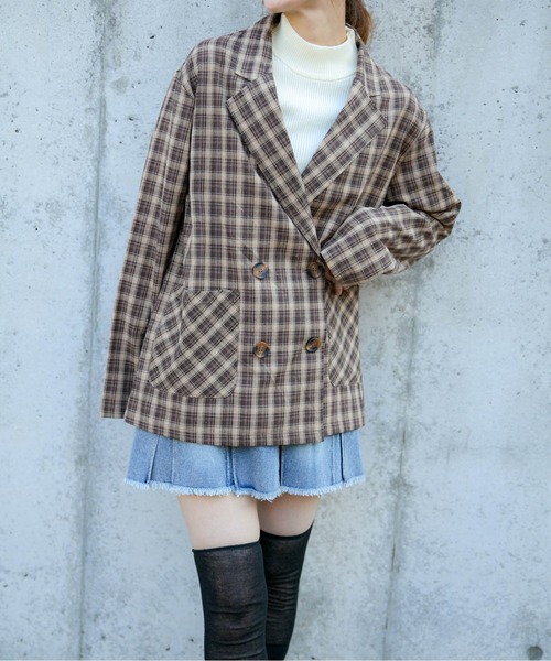 ジャケット テーラードジャケット 「チェック柄×ダブルテーラー