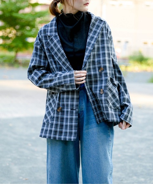 ジャケット テーラードジャケット 「チェック柄×ダブルテーラー