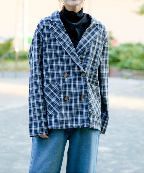 ジャケット テーラードジャケット 「チェック柄×ダブルテーラー