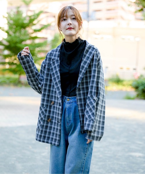 ジャケット テーラードジャケット 「チェック柄×ダブルテーラー