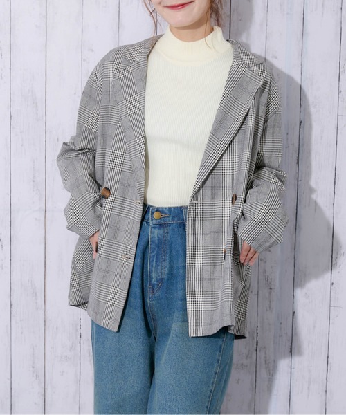 ジャケット テーラードジャケット 「チェック柄×ダブルテーラー