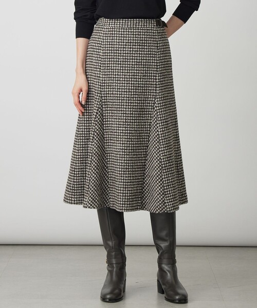 J.PRESS（J.プレス） スカート ウールシルク ハウンドトゥース フレア
