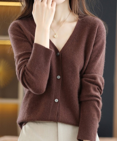 BLANC FICELLE カーディガン ニット Vネック カーディガン レディース