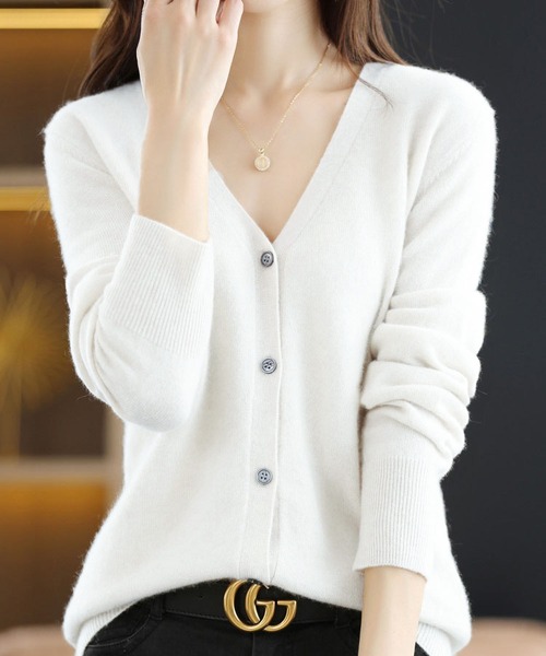 BLANC FICELLE カーディガン ニット Vネック カーディガン レディース