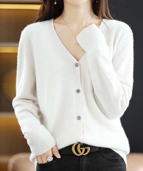 BLANC FICELLE カーディガン ニット Vネック カーディガン レディース
