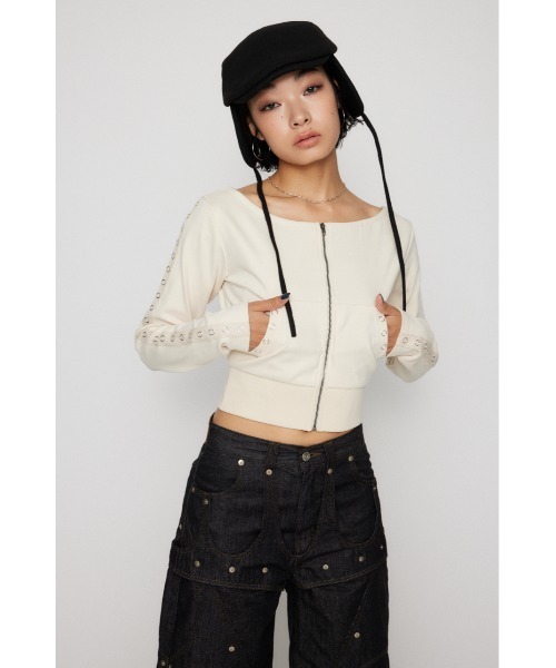 LAGUA GEM（ラグアジェム） tシャツ EYELET ZIP CUT トップス