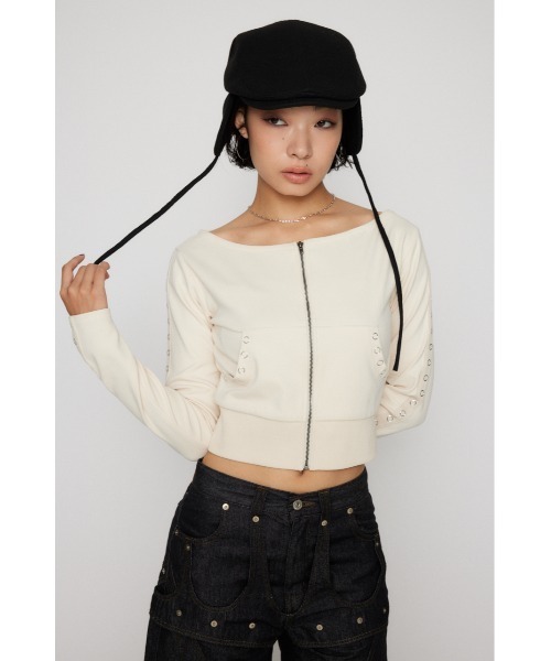 LAGUA GEM（ラグアジェム） tシャツ EYELET ZIP CUT トップス