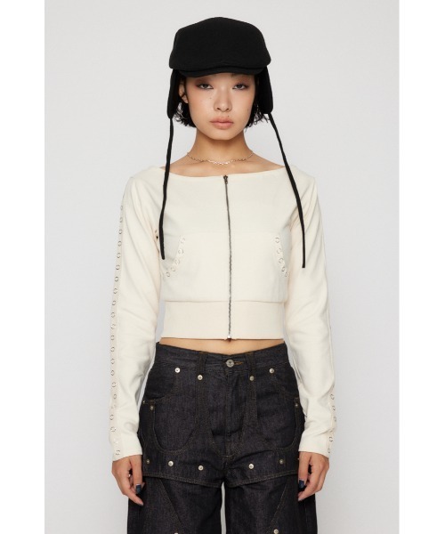 LAGUA GEM（ラグアジェム） tシャツ EYELET ZIP CUT トップス