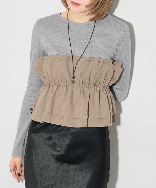 t. japan ビスチェ　新品未使用 leimn tシャツ ビスチェ風レイヤードロンT レディース : ZOZOTOWN