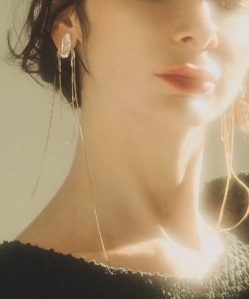 淡水パール ロングチェーン ピアス(片耳用) k18 2way 淡水パール ロングチェーン ピアス(片耳用) k18 2way - アクセサリー