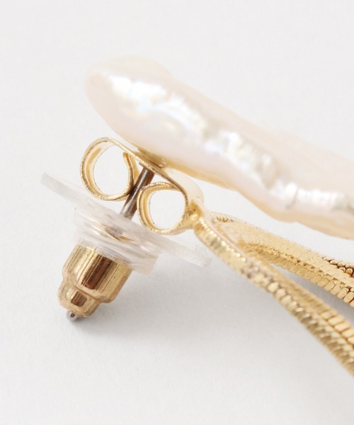 淡水パール ロングチェーン ピアス(片耳用) k18 2way 淡水パール ロングチェーン ピアス(片耳用) k18 2way - アクセサリー