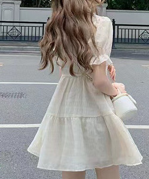 「Dream garden」 「YUGA」半袖ワンピース FREE オフホワイト レディース_画像3