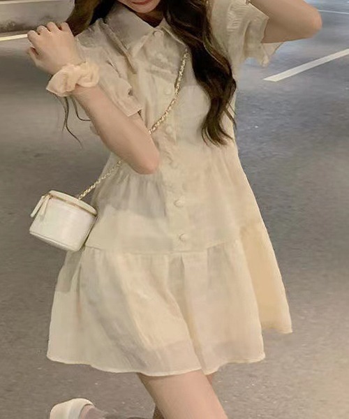 「Dream garden」 「YUGA」半袖ワンピース FREE オフホワイト レディース_画像5