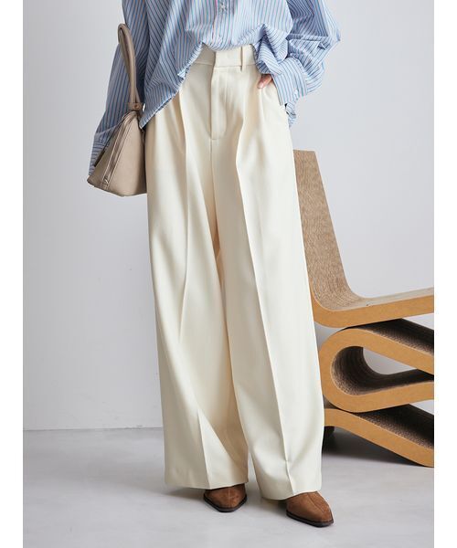 Mila Owen（ミラオーウェン） パンツ コーデュロイライク2タックワイド