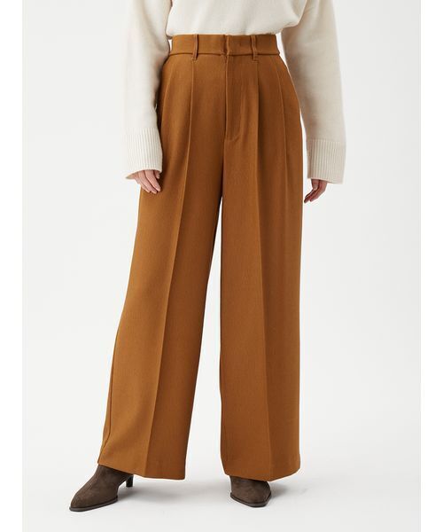 Mila Owen（ミラオーウェン） パンツ コーデュロイライク2タックワイド