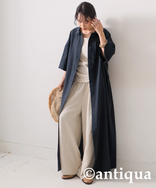 「antiqua」 半袖ワンピース P ブルー レディースの画像2