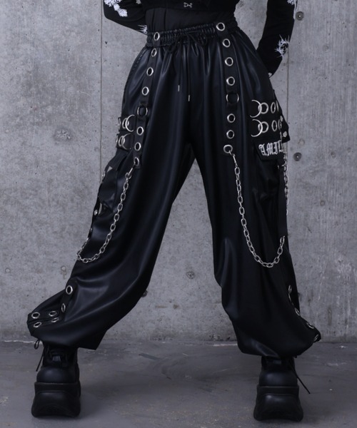 Amilige（アミリージュ） カーゴパンツ PUサスペンダージョガーパンツ