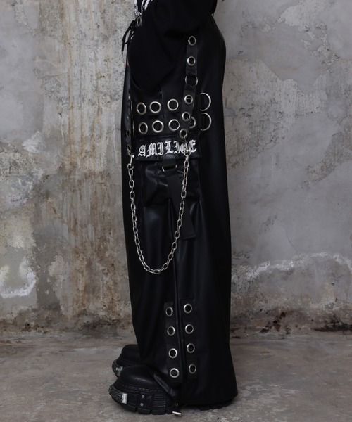 Amilige（アミリージュ） カーゴパンツ PUサスペンダージョガーパンツ