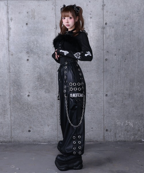 Amilige（アミリージュ） カーゴパンツ PUサスペンダージョガーパンツ