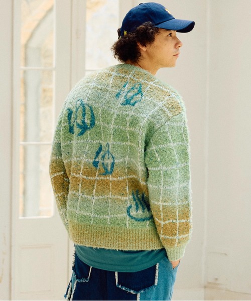 ゴースローキャラバン(GOSLOWCARAVAN)ゆったり銭湯MIXニットセーター 356111 BLU(Men’s) go slow caravan（ゴースローキャラバン） セーター ニット ゆったり