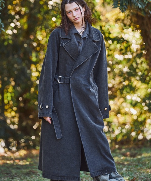 CasperJohn ブラック トレンチコート ウール混紡 Casper John（キャスパージョン） コート ジャケット Tielocken shop