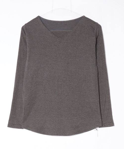 「ElegChic」 長袖カットソー L チャコールグレー レディース_画像2